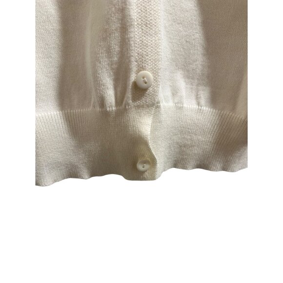 🍒 2/$20 🍒 Ivory Button-Up Pierced Sleeve Cardigan sz Small - Picture 4 of 7